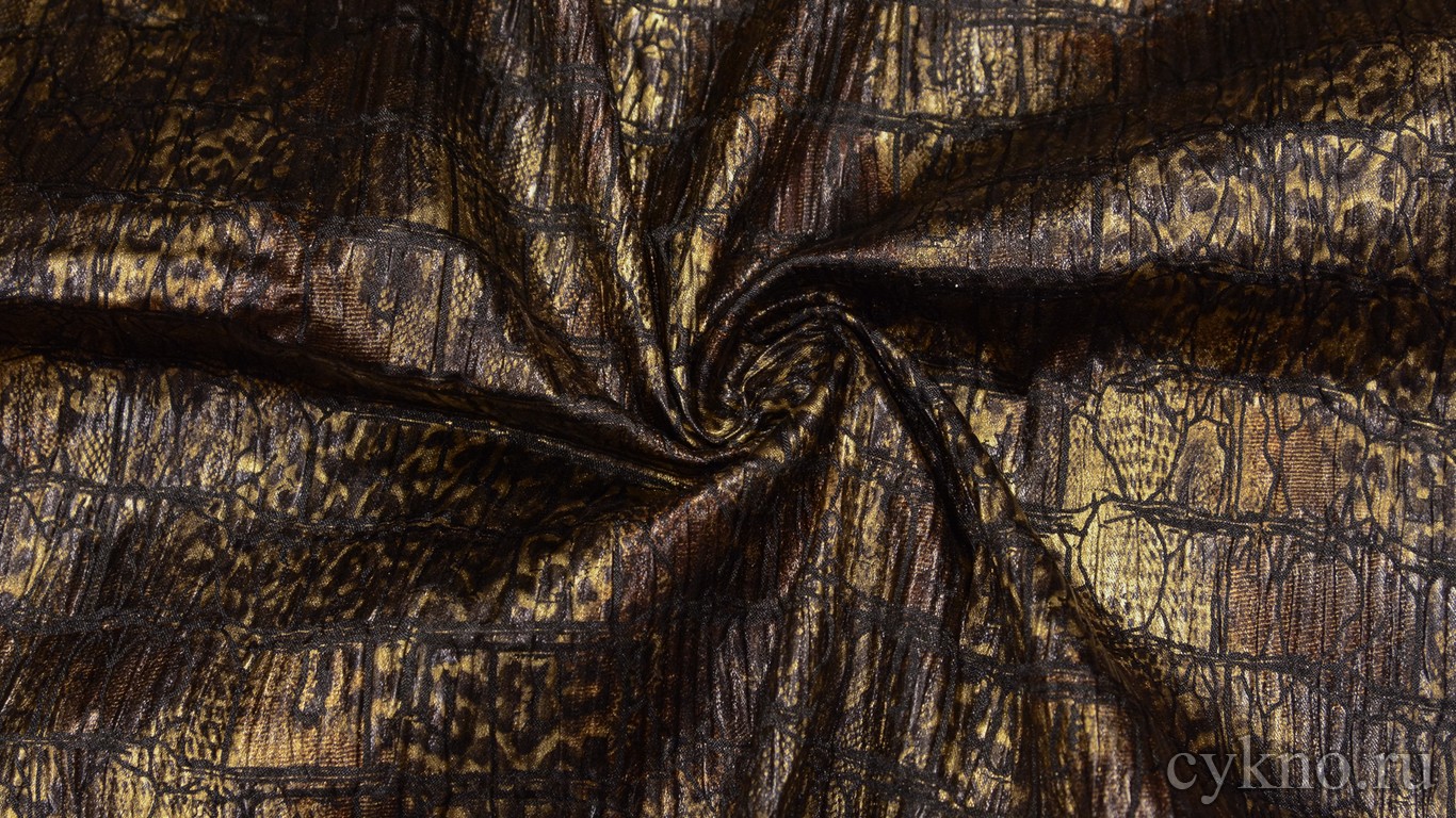 Атлас-стрейч Черно-золотой