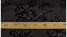 Атлас-стрейч Плотный Черный c узором "Крупные цветы"