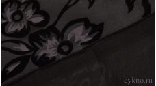 Атлас-стрейч Плотный Черный c узором "Крупные цветы"