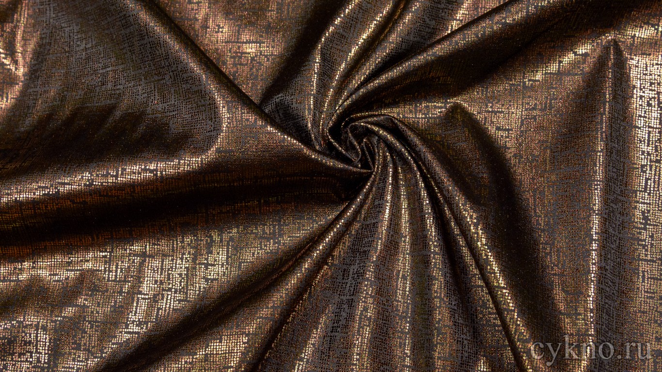 Атлас-стрейч "Золотой пиксельный узор"