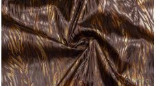 Атлас-стрейч "Золотой огонь на коричневом"