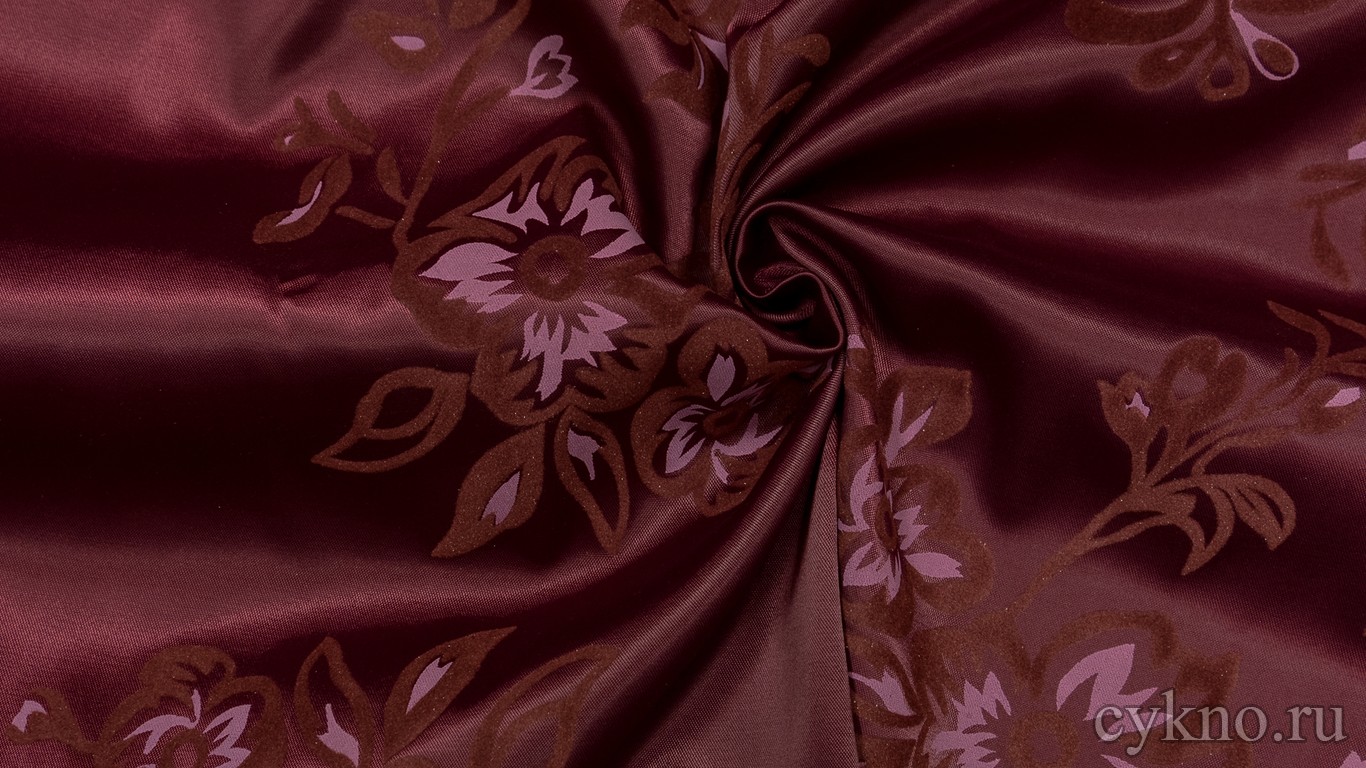 Атлас-стрейч Плотный "Красные Цветы"