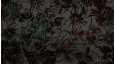 Атлас-стрейч Плотный флок с изумрудными цветами