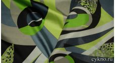 Атлас принт абстракция в цвете лайма