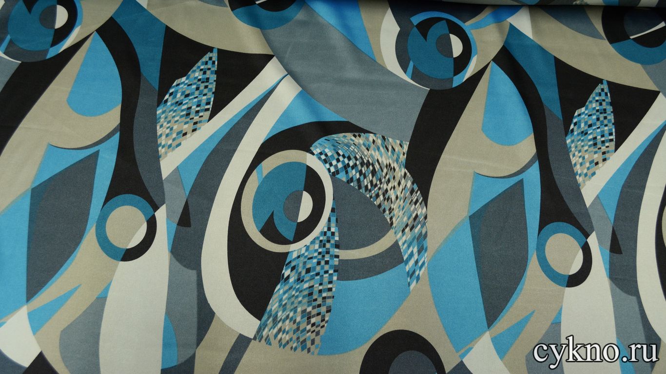 Атлас принт мозаика в стиле абстракционизм