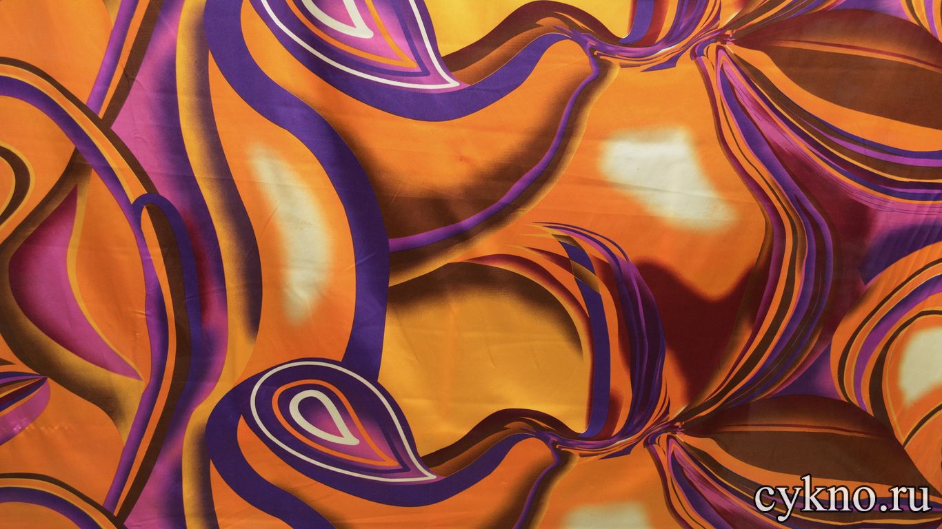 Атлас с принтом в теплых осенних цветах