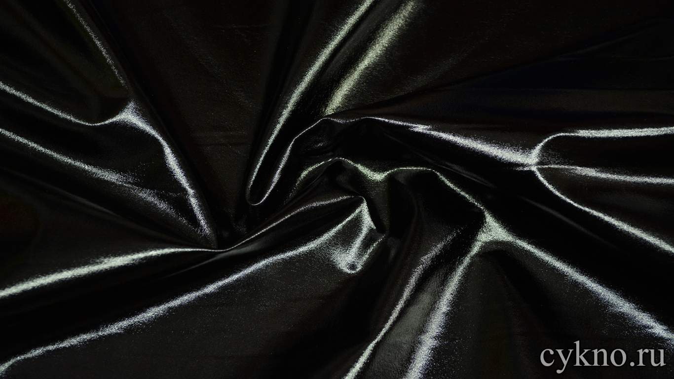 Парча-стрейч черная с блеском