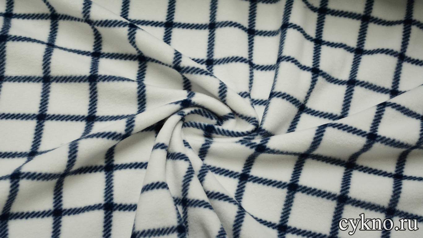 Флис белый в клетку