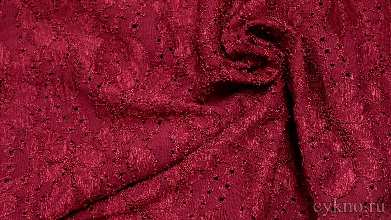Ткань Гипюр глубокий красный