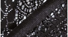 Ткань Гипюр "Черная роза с узором"