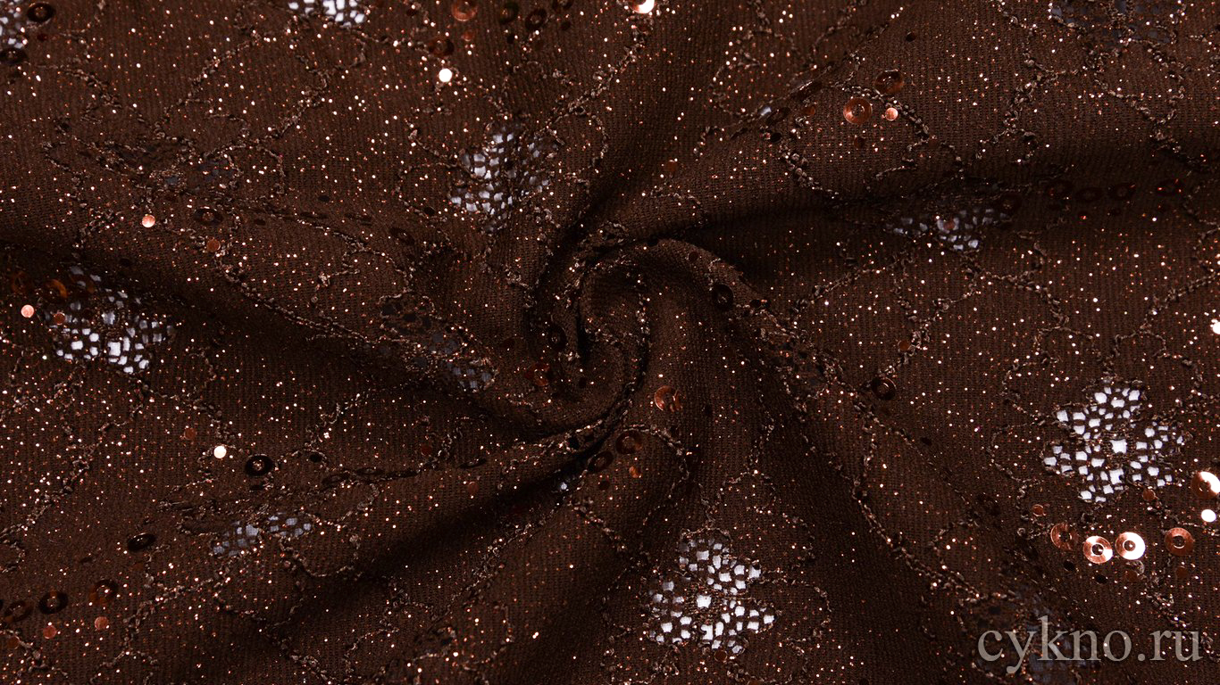 Ткань Гипюр Коричневый