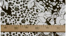 Ткань Джинс "Цветы черно-белые"