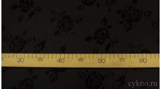 Ткань Костюмная "Черные розы на сером"
