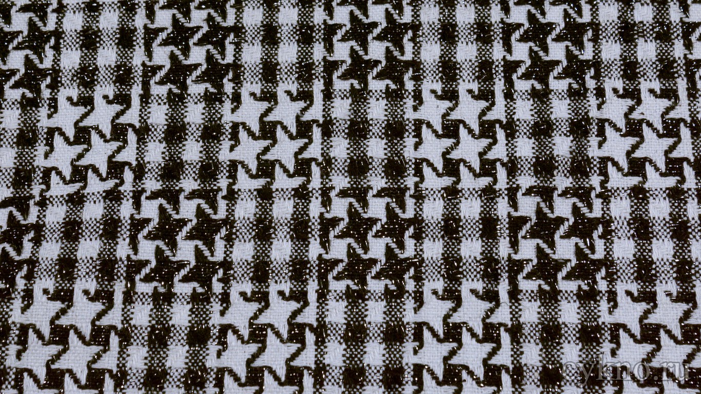 Ткань Пальтовая звезды черно-белые с люрексом