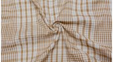 Ткань Рубашечная "Белая клетка и бежевая полоса"