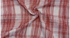Ткань Рубашечная "Белая клетка и красная полоса"