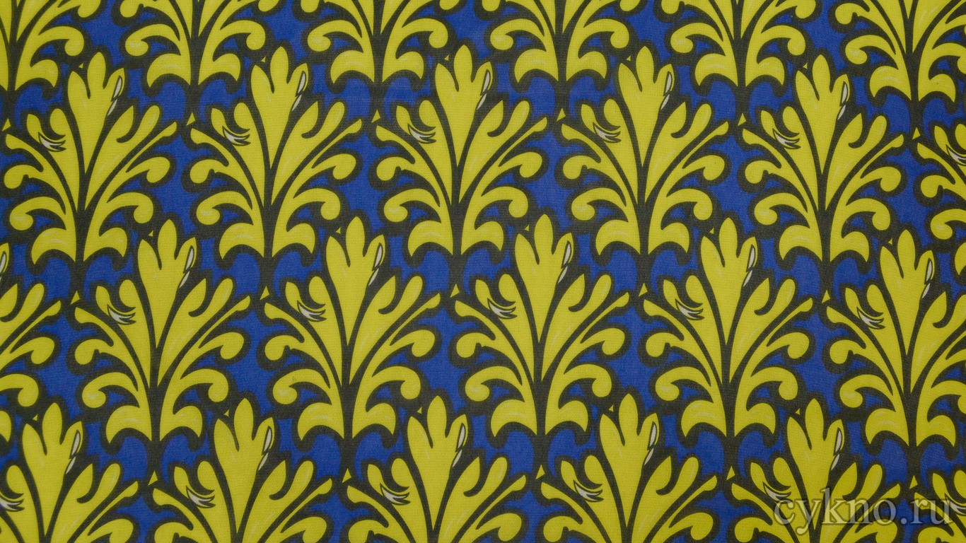 Шифон Набивной Сине-желтый