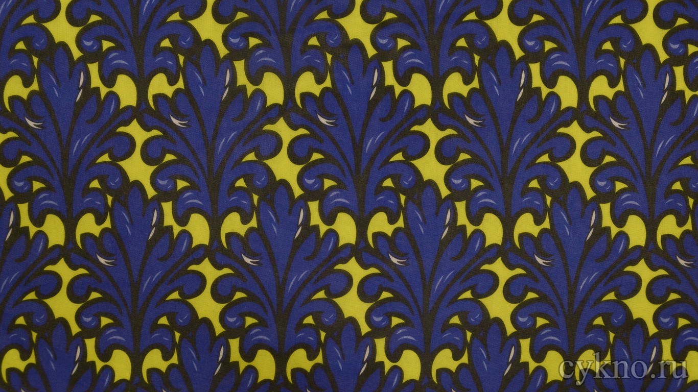 Шифон Набивной Желто-синий