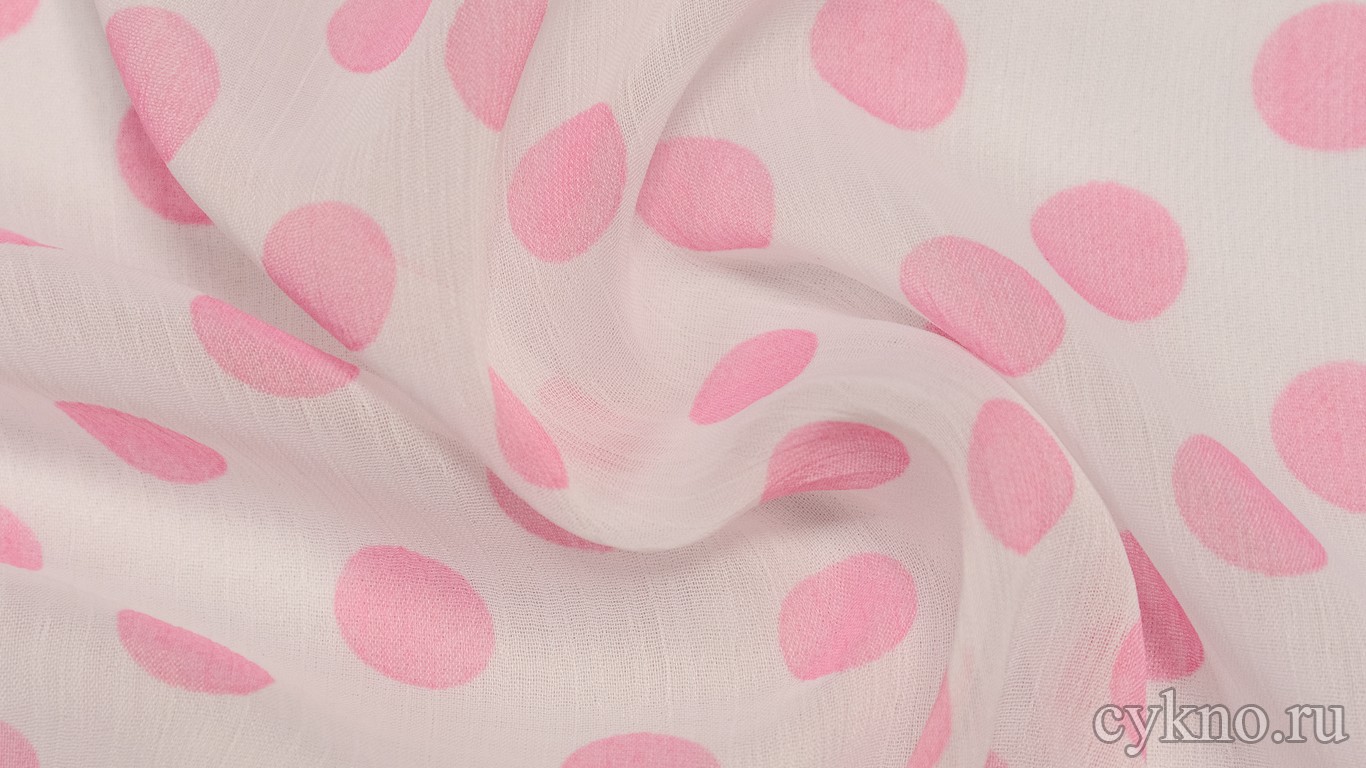 Шифон Набивной Бело-розовый