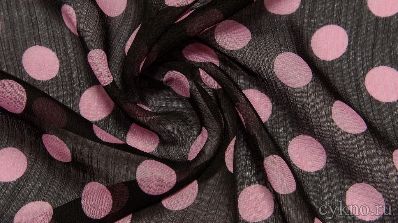 Шифон Набивной Черно-розовый