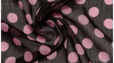Шифон Набивной Черно-розовый