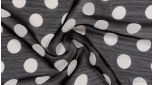Шифон Набивной Черный в горох