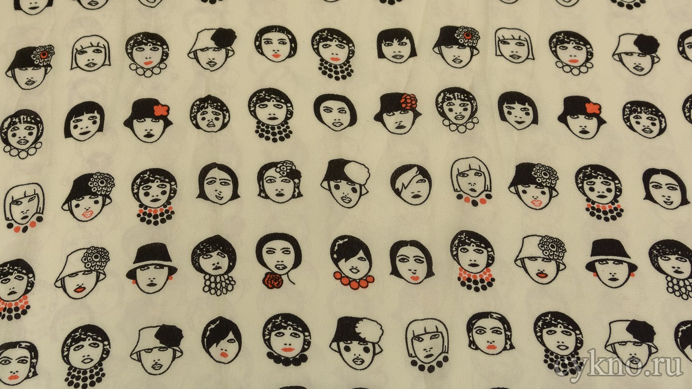 Шифон Набивной "Лица"