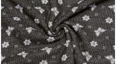 Ткань Трикотаж "Цветы на сером"