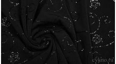 Ткань Трикотаж черный с блестящим вышитым рисунком