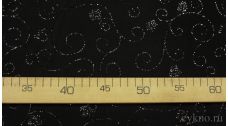 Ткань Трикотаж черный с блестящим вышитым рисунком