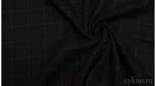 Шерсть костюмная черная в клетку с эффектом крепа