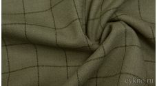 Шерсть костюмная креп в крупную клетку светло-болотного цвета