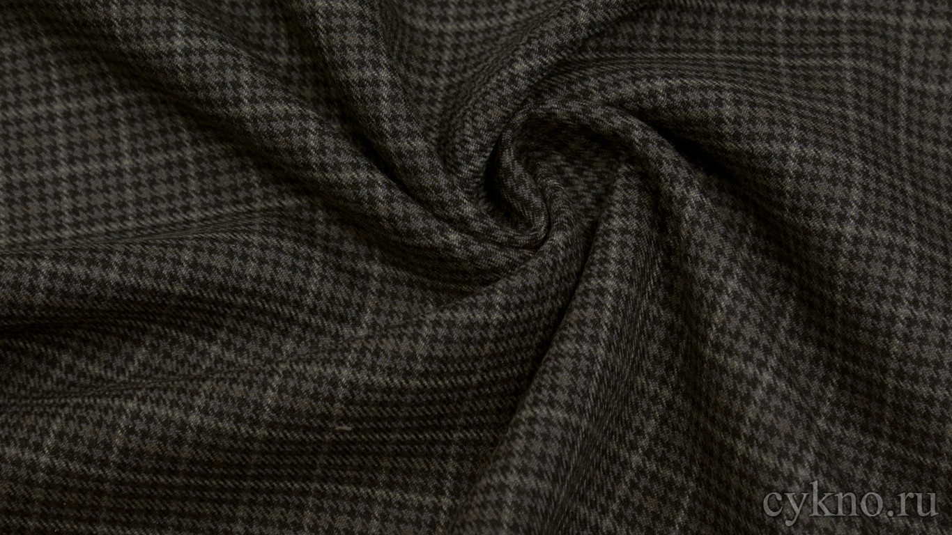 Шерсть Костюмная в клетку с узором гусиная лапка