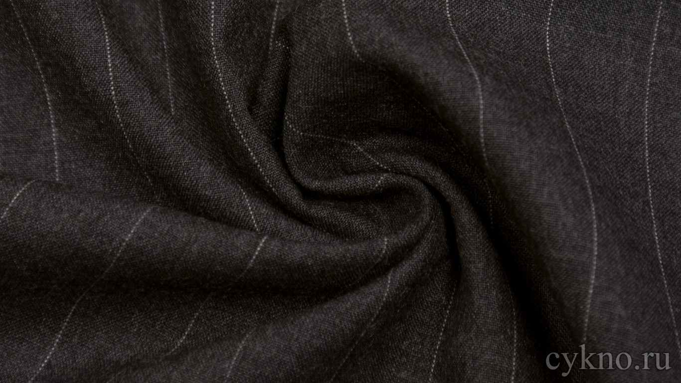 Шерсть Костюмная темно-серая в белую полоску